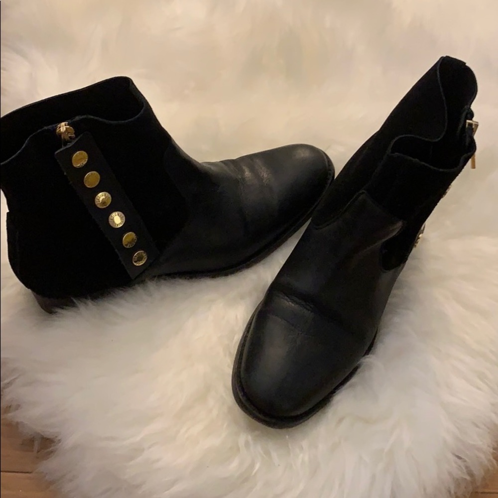 Zadig and Voltaire gold button leather bootie
